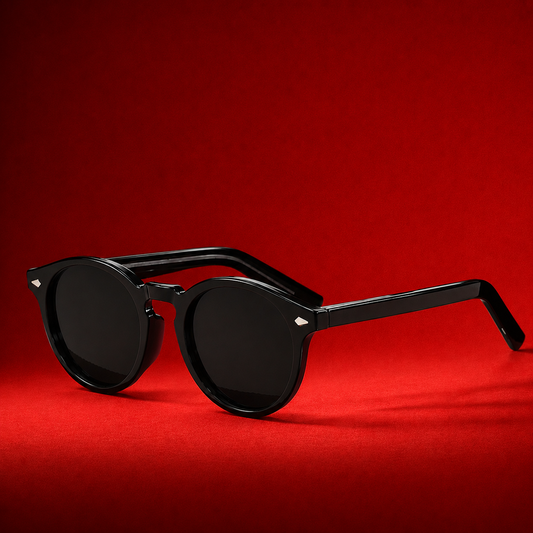 premium retro round dark sunglasses